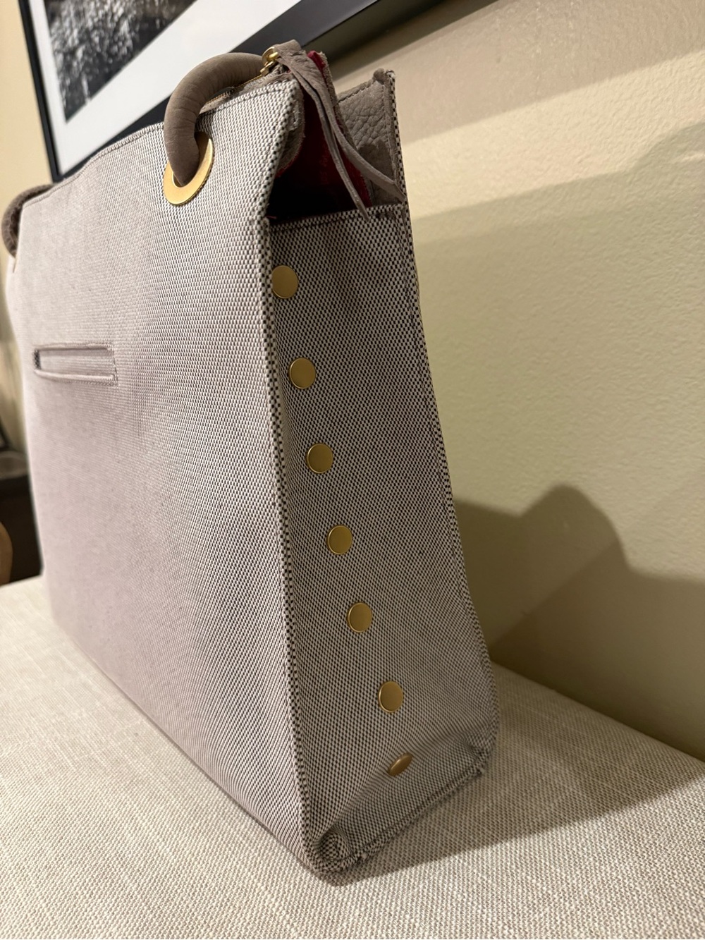 Hammitt Benjamin Professional Tote Bag | Canvas & Leather Studded Work Bag - Picture 4 of 11